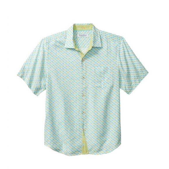 NEW TOMMY BAHAMA veracruz cay cocktail mixer camp shirt in opal - Picture 2 of 3